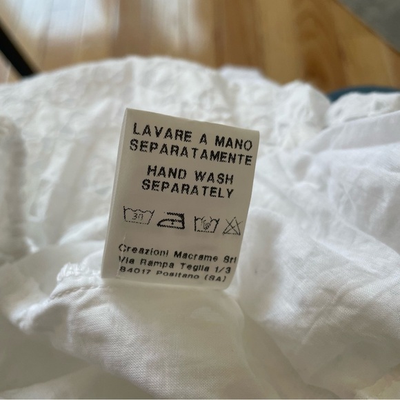 TEMPTATION POSITANO Off the Shoulder Cotton Bianco Eyelet White Charlotte Top S - Picture 9 of 12